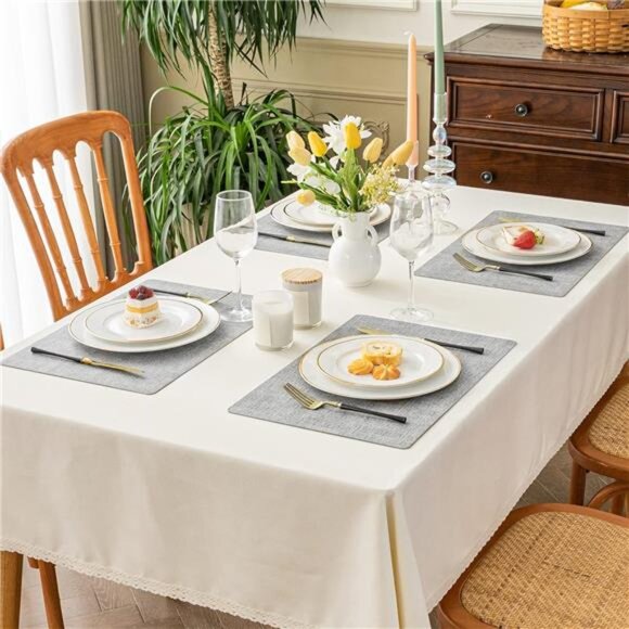 Vinyl Placemats Set of 4-12 X 18 Inch -Heat Resistant Place Mats 100% Waterproof - Picture 7 of 8